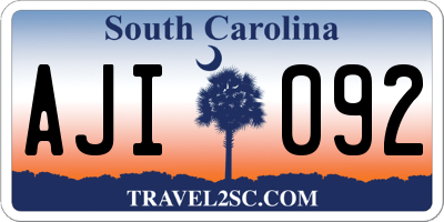 SC license plate AJI092