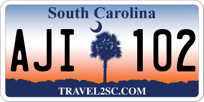 SC license plate AJI102
