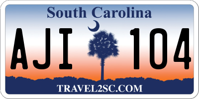 SC license plate AJI104