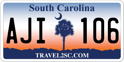 SC license plate AJI106