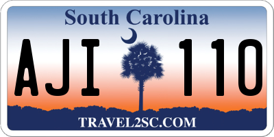 SC license plate AJI110