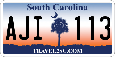 SC license plate AJI113
