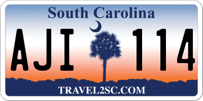SC license plate AJI114