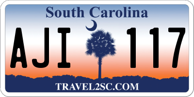 SC license plate AJI117