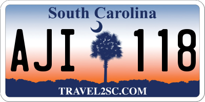 SC license plate AJI118