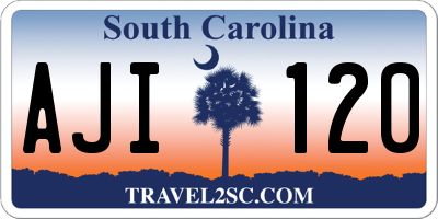 SC license plate AJI120