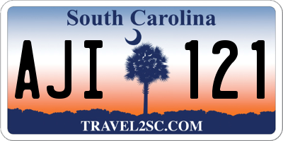 SC license plate AJI121