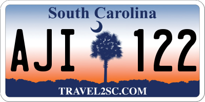 SC license plate AJI122