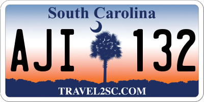 SC license plate AJI132