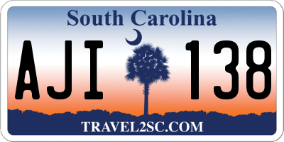 SC license plate AJI138