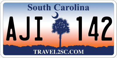 SC license plate AJI142