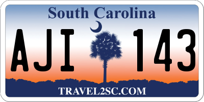 SC license plate AJI143