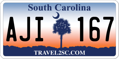 SC license plate AJI167