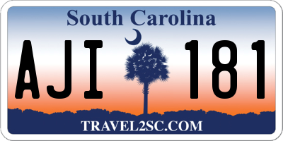 SC license plate AJI181