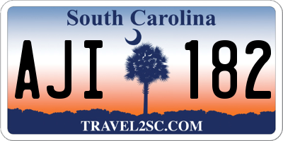 SC license plate AJI182