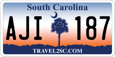 SC license plate AJI187