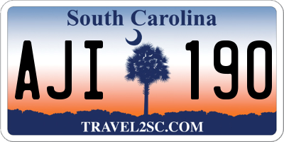 SC license plate AJI190