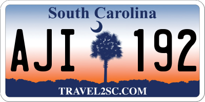 SC license plate AJI192