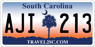 SC license plate AJI213