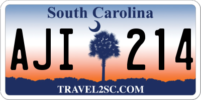 SC license plate AJI214