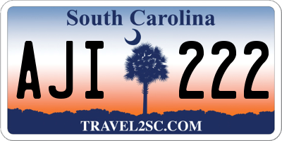SC license plate AJI222