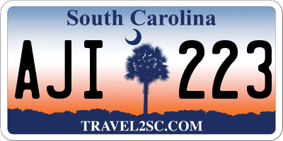 SC license plate AJI223