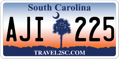 SC license plate AJI225