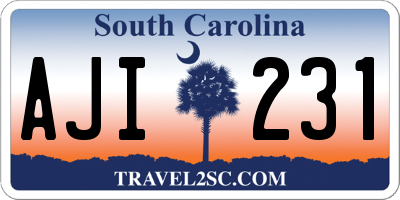 SC license plate AJI231