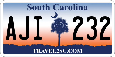 SC license plate AJI232