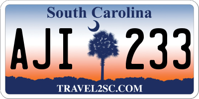 SC license plate AJI233