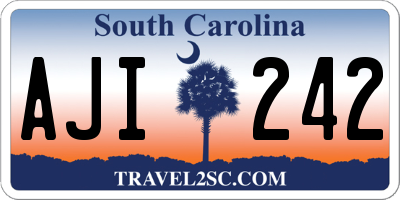 SC license plate AJI242