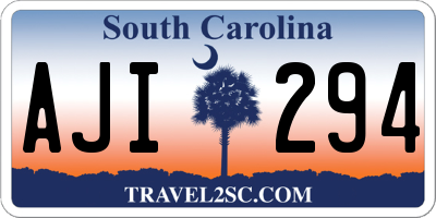 SC license plate AJI294