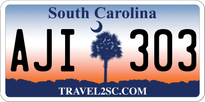 SC license plate AJI303