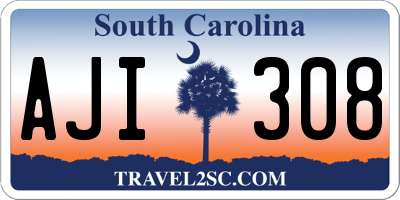 SC license plate AJI308
