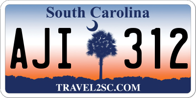 SC license plate AJI312