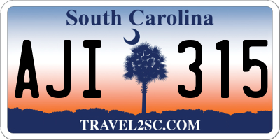 SC license plate AJI315