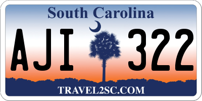 SC license plate AJI322