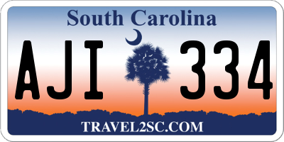 SC license plate AJI334