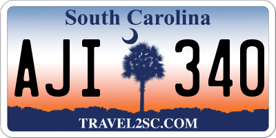 SC license plate AJI340