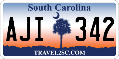 SC license plate AJI342