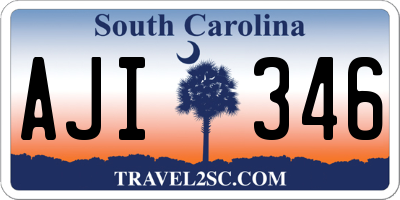 SC license plate AJI346