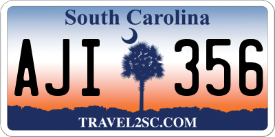 SC license plate AJI356