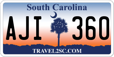 SC license plate AJI360