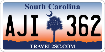 SC license plate AJI362