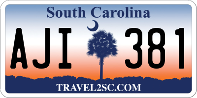 SC license plate AJI381