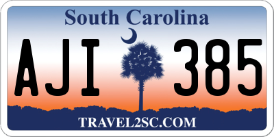 SC license plate AJI385