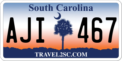 SC license plate AJI467