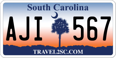 SC license plate AJI567