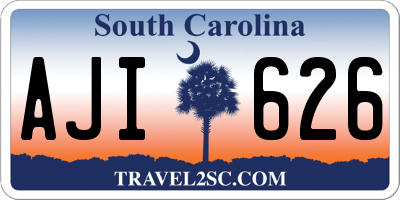 SC license plate AJI626