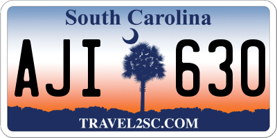 SC license plate AJI630